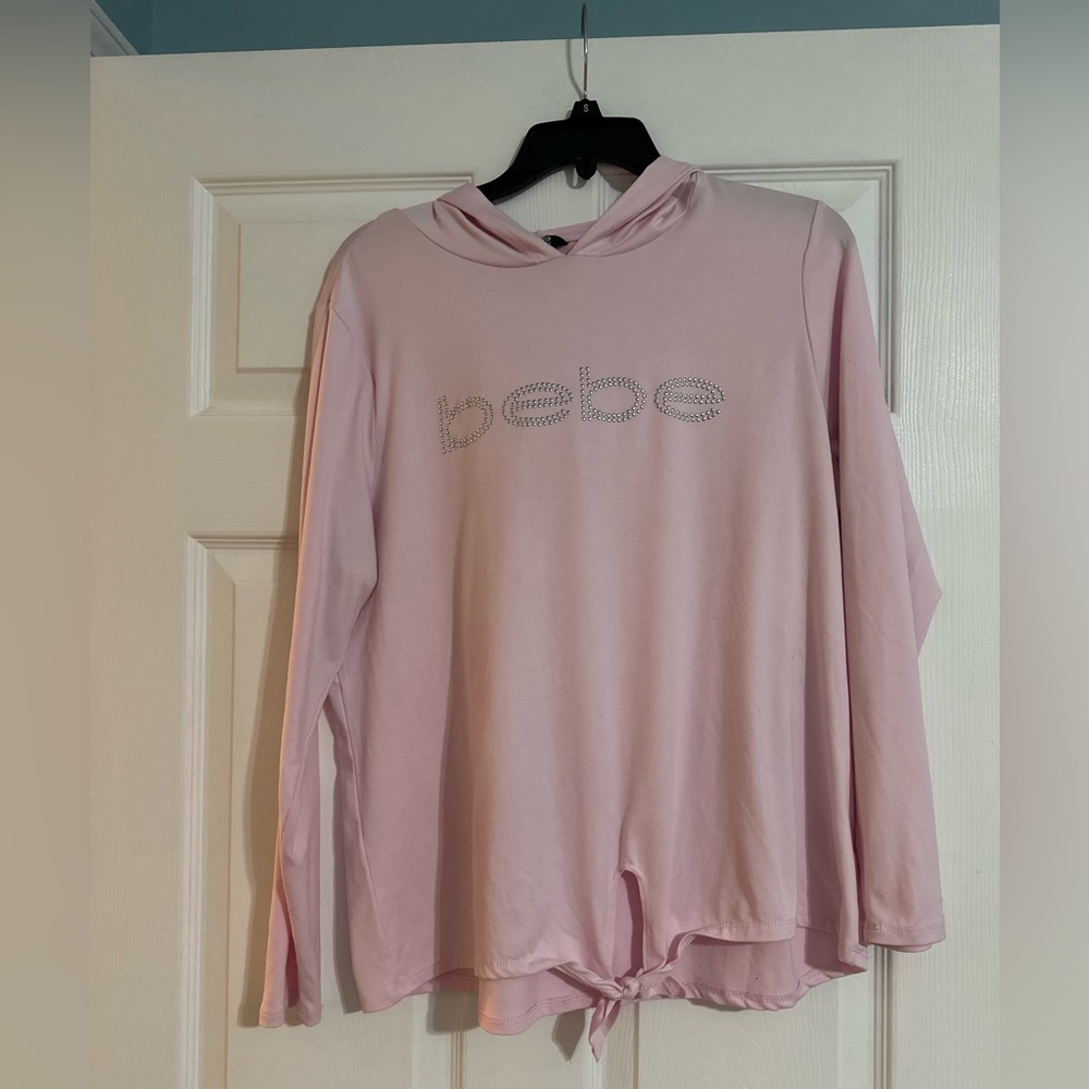 Bebe pink tie front hoodie - Size Large‎